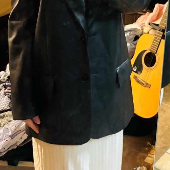 Zara Faux Leather Blazer Size Small Black NWOT - Picture 8 of 8